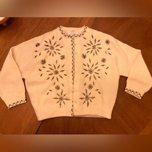 Vintage Embroidered Cream Cardigan